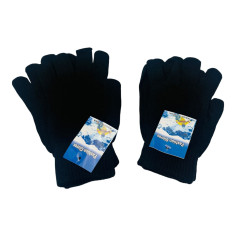 Manusi tricotate pentru dama, model simplu, negru, en-gros