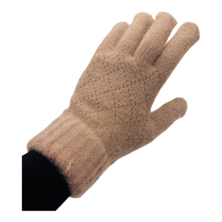 Manusi tricotate pentru dama, model pufos, cu varf special pentru telefoane mobile, culori combinate, en-gros