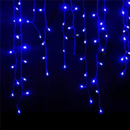Instalație perdea ploaie 3m lungime x 1m înălțime, 120 LED-uri, albastru, interconectabilă, fir alb, LED colorat, en-gros