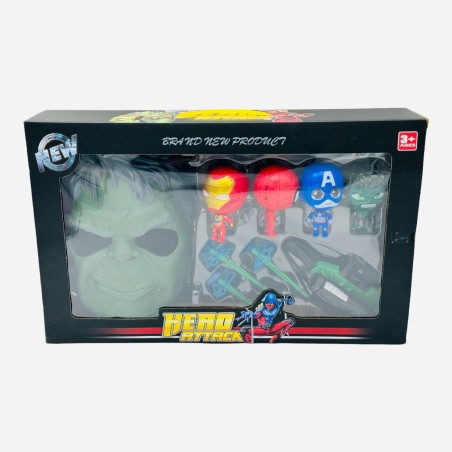Set pentru baieti cu masca, lansator si 4 figurine, 43×26×8cm, +3ani, en-gros