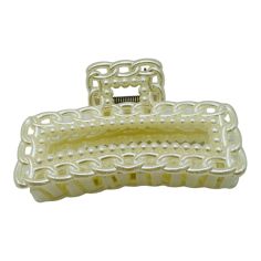 Cleste pentru par model deosebit Alb Perlat Dreptunghiular, marime mare