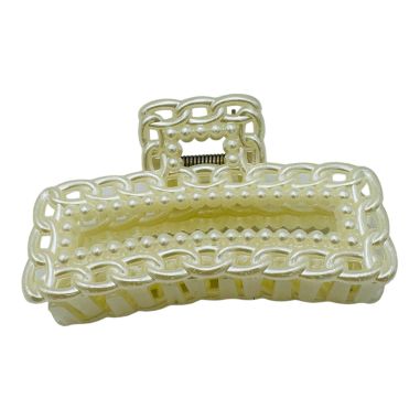 Cleste pentru par model deosebit Alb Perlat Dreptunghiular, marime mare