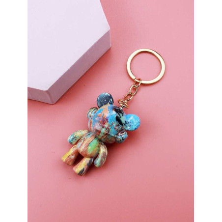 Breloc Accesoriu din silicon cu figurina Ursulet Graffiti, diverse culori, en-gros
