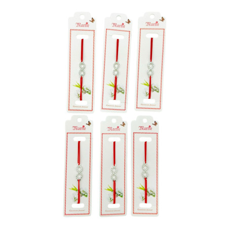 Set 24 de Bratari Martisor, Infinity Love, snur rosu elastic, model 2025, en-gros