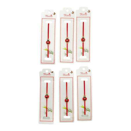 Set 24 de Bratari Martisor, Gargarita Gingasa, snur rosu elastic, model 2025, en-gros