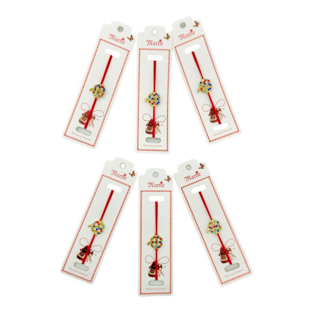 Set 24 de Bratari Martisor, Trifoi Norocos, snur rosu elastic, model 2025, en-gros