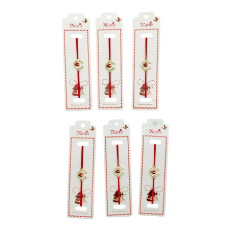 Set 24 de Bratari Martisor, Potcoava Norocoasa, snur rosu elastic, model 2025, en-gros