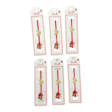 Set 24 de Bratari Martisor, Fluture Dragalas, snur rosu elastic, model 2025, en-gros