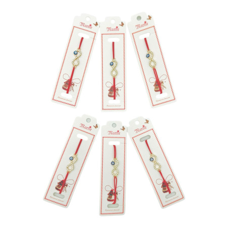Set 24 de Bratari Martisor, Infinity Love, snur rosu elastic, model 2025, en-gros