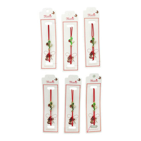 Set 24 de Bratari Martisor, Ghiocel Norocos, snur rosu elastic, model 2025, en-gros