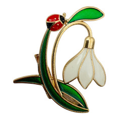 Brosa Martisor en-gros marime medie, ghiocel cu buburuza,...