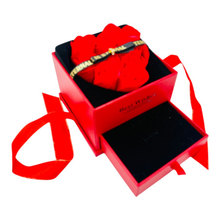 Set cadou engros, aranjament floral cu 9 trandafiri de sapun, bratara decorativa si punguta premium