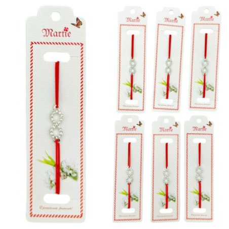 Set 24 de Bratari Martisor, Infinity Love, snur rosu elastic, model 2025, en-gros