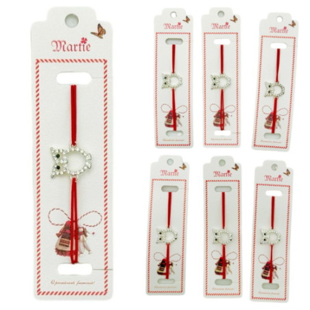 Set 24 de Bratari Martisor, Bufnita Inteleapta, snur rosu elastic, model 2025, en-gros