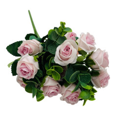 Buchet cu11 trandafiri lila si frunze de eucalipt , un...