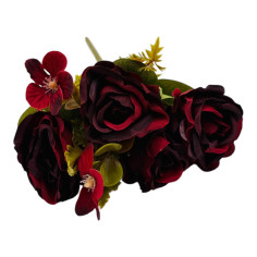 Buchet artificial deosebit cu 5 bujori si 3 flori de...