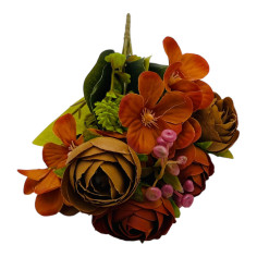 Buchet artificial deosebit cu 6 bujori, 10 flori de...