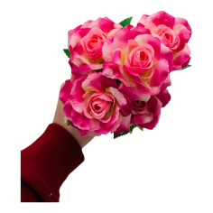 Buchet artificial deosebit cu 7 trandafiri si crengute de...