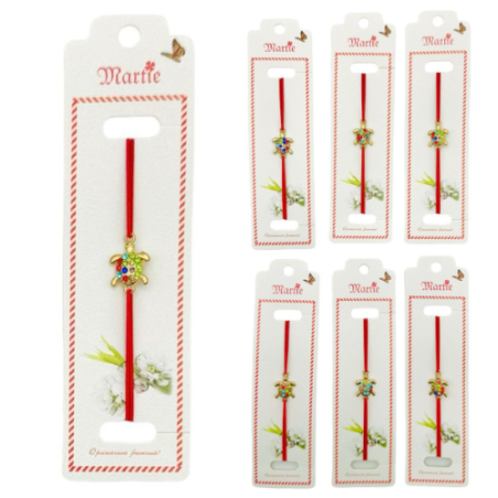 Set 24 de Bratari Martisor, Testoasa Norocoasa, snur rosu elastic, model 2025, en-gros