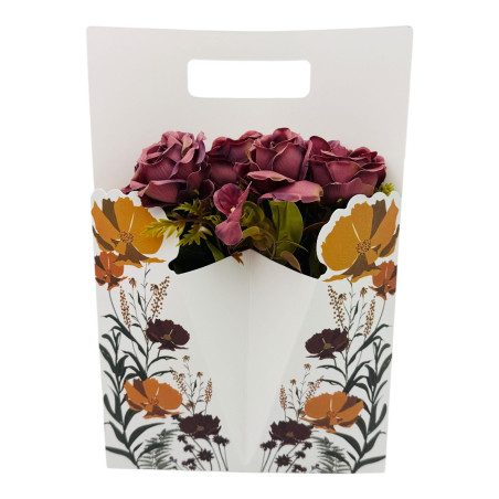 Aranjament floral deosebit cu Buchet de Trandafiri si flori de camelie, diverse culori, 34×23cm, en-gros