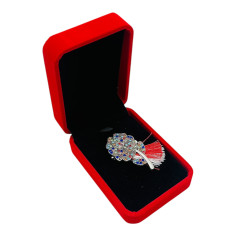 Brosa Trandafir argintiu de Lux cu pietre multicolore si...