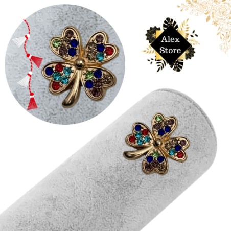Set 12 brose Martisor en-gros, Trifoiasi cu pietricele colorate, editie 2025