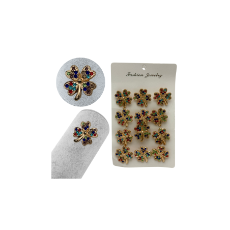 Set 12 brose Martisor en-gros, Trifoiasi cu pietricele colorate, editie 2025