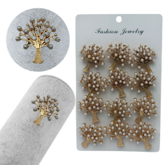 Set 12 brose Martisor en-gros, Copacul vietii cu perle,...