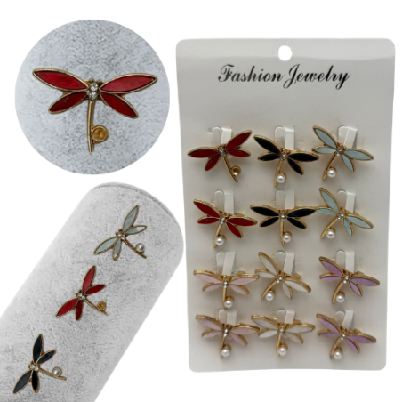 Set 12 brose Martisor en-gros, Libelula colorata diverse culori, editie 2025