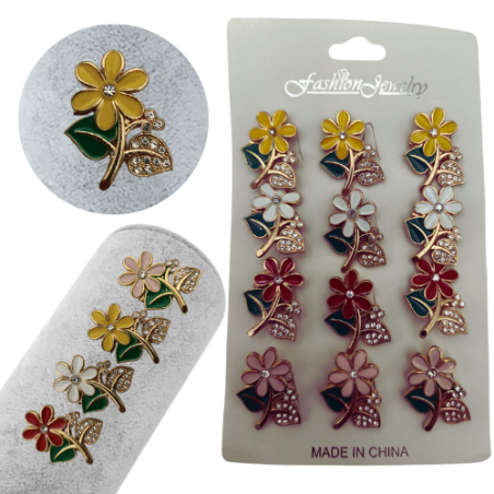 Set 12 brose Martisor en-gros, Floricele superbe diverse culori, editie 2025