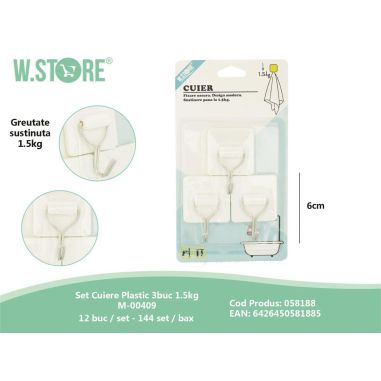 Set 3 Cuiere din plastic, M-00409, greutate sustinuta 1.5kg