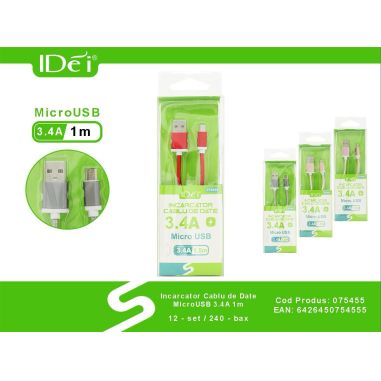 Incarcator Cablu de Date Micro USB, 3.4A, 1metru