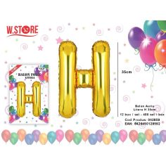 Balon litera H din folie metalizata, auriu, 35cm