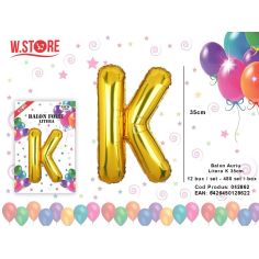 Balon litera K din folie metalizata, auriu, 35cm