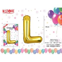 Balon litera L din folie metalizata, auriu, 35cm