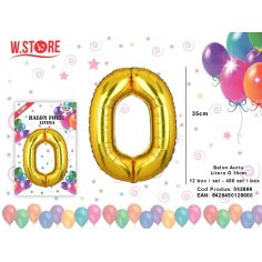 Balon litera O din folie metalizata, auriu, 35cm