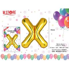 Balon litera X din folie metalizata, auriu, 35cm