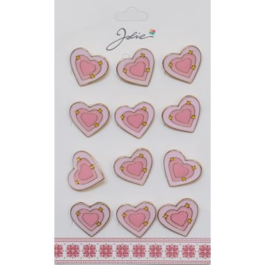 Set 12 Brose Martisor pentru Copii Inima in Inima Roz cu Stelute