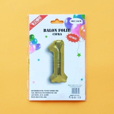 Balon cifra 1 din folie metalizata, auriu, 35cm