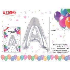 Balon litera A din folie metalizata, argintiu, 35cm