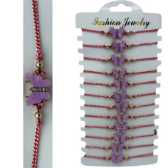 Set 12 Bratari Martisor cu snur reglabil, Fluturas Mov,...