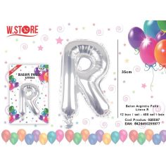 Balon litera R din folie metalizata, argintiu, 35cm