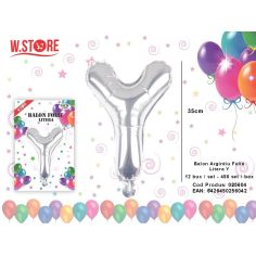 Balon litera Y din folie metalizata, argintiu, 35cm