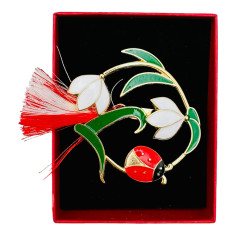 Brosa Martisor Ghiocel Norocos, marime mare, ambalata in...