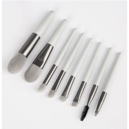 Mini set portabil 8 pensule de machiaj verzi, Flippy