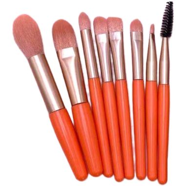 Mini Set Portabil 8 Pensule pentru Machiaj Flippy, Super Soft, Makeup Profesional/Incepatori, Maner Ergonomic, Gentuta Depozitar
