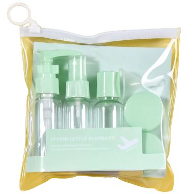 Set Recipiente pentru Cosmetice, Flippy, 5 Piese, cu Gentuta, pentru Calatorii, Reutilizabile, Verde, Material Plastic, 40 ml, 1