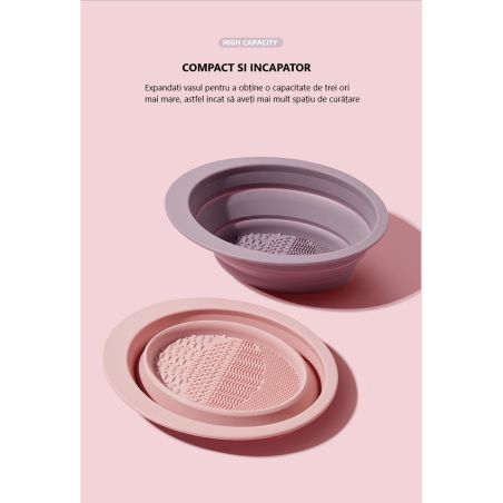 Accesoriu din silicon pentru curatarea accesoriilor makeup, pensule, buretei, 14.5 x 11,5 cm, 2 moduri de utilizare, pliabil, mo