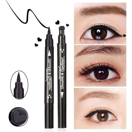 Tus Lichid pentru Ochi, Flippy, 2 Capete, Eyeliner si Stampila Inima, Pentru Ochi si Corp, 50 g, Rezistent la Apa, 12.7 x 3 cm, 