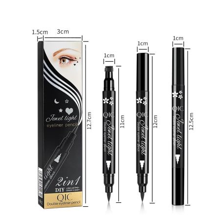 Tus Lichid pentru Ochi, Flippy, 2 Capete, Eyeliner si Stampila Inima, Pentru Ochi si Corp, 50 g, Rezistent la Apa, 12.7 x 3 cm, 